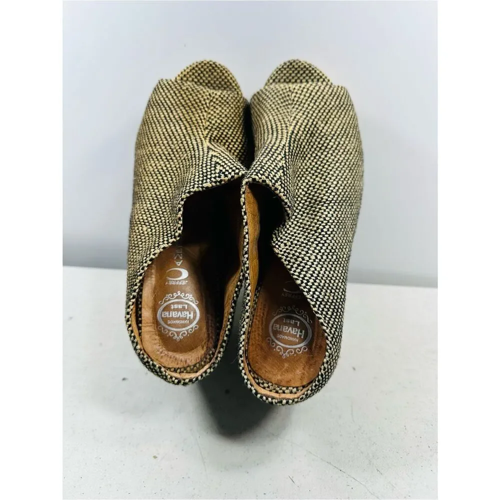 Jeffrey Campbell 2010s Virgo Fab Wedge Platform tweed jute leather slip on sz 7